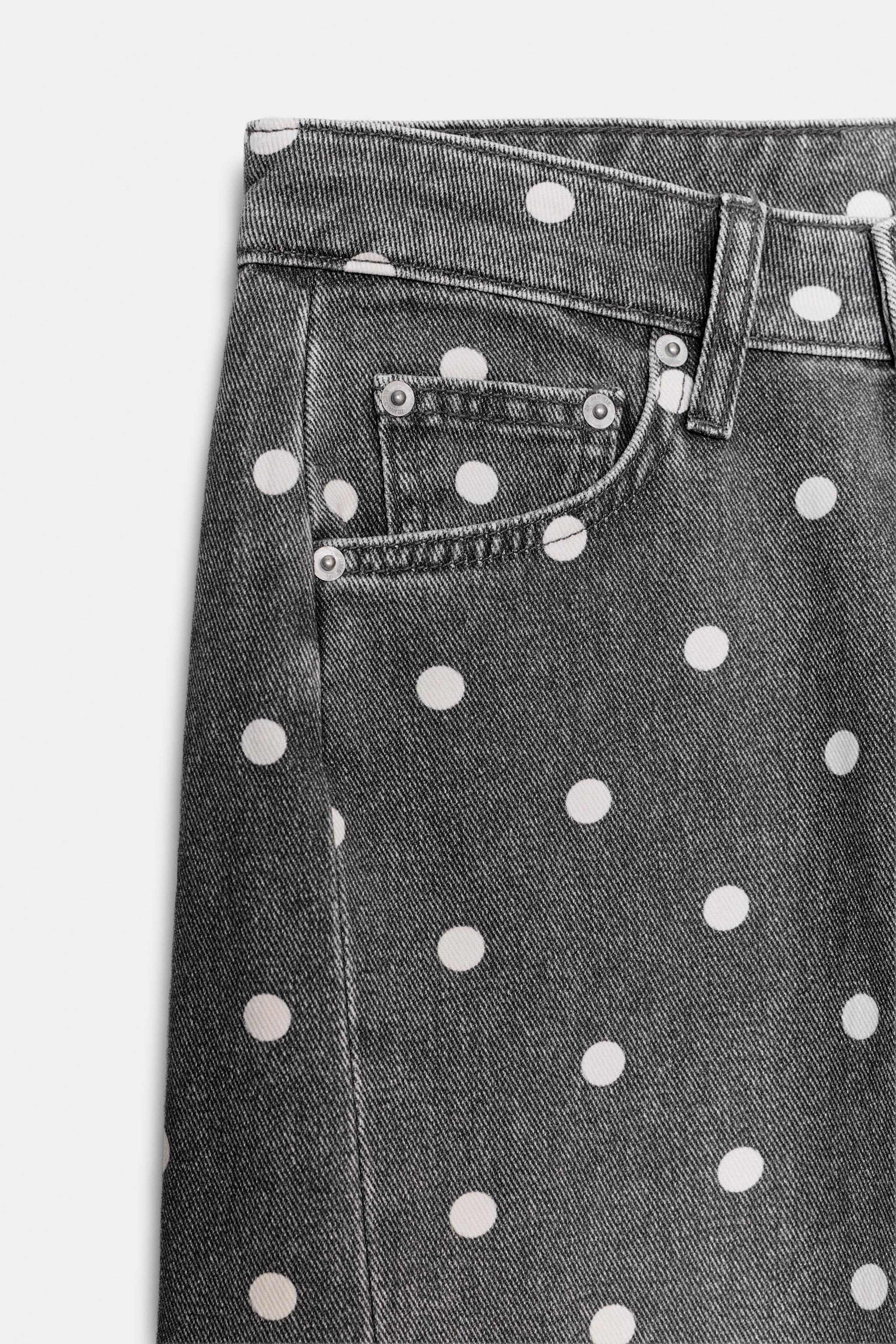 ZW COLLECTION MID-RISE POLKA DOT ANKLE RELAXED JEANS